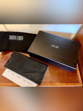Judith Leiber Black Crystal Envelope Clutch